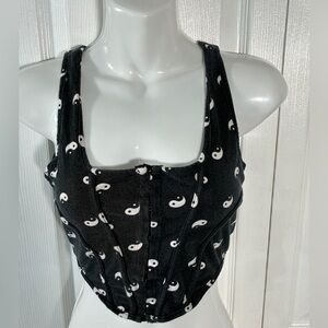 Mixed Threads Black White Yin Yang Bustier Crop Top